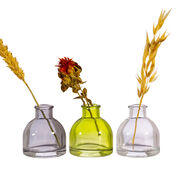 Set of 3 grey & green bud vases
